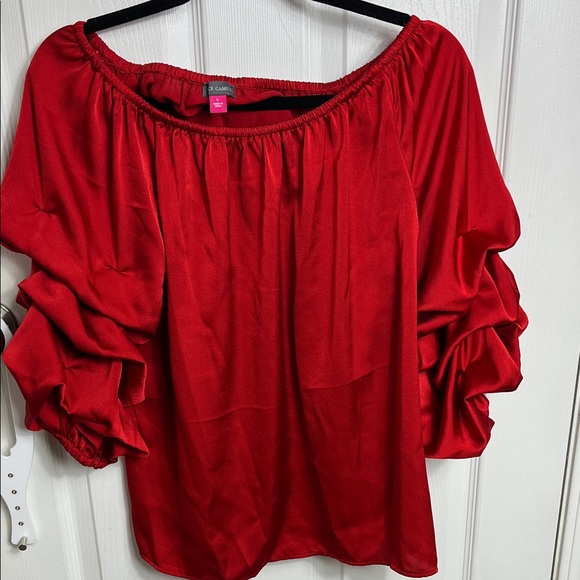 Vince Camuto Vibrant Red Off-Shoulder Blouse - Picture 1 of 6